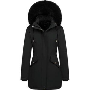 Women's Long Winter Down Coat Thicken Fleece Lined Parka Warm Puffer Jacket